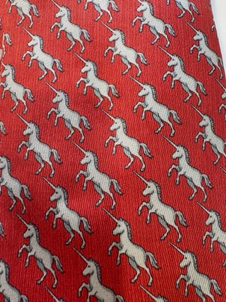 Cravatta Hermès Unicorni corallo