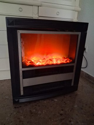 Estufa Eléctrica Chimenea Cristal Negra