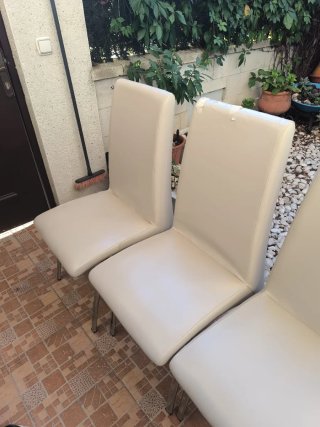 4 Sillas Comedor Piel Sintética Blanca