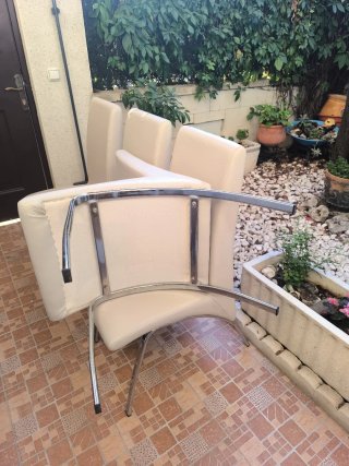 4 Sillas Comedor Piel Sintética Blanca