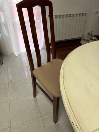 Juego 6 Sillas Madera Tapizadas Beige