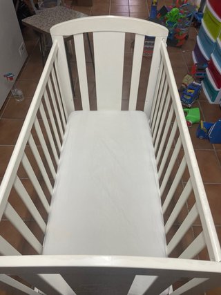 Cuna blanca 120cm + Colchón