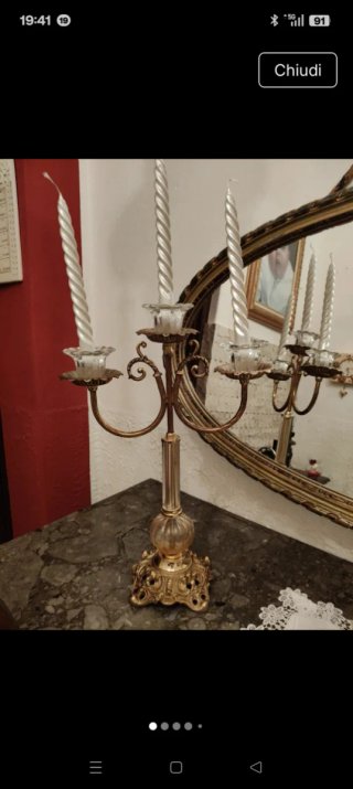 Antico candelabro a 3 bracci