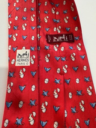 Cravatta rossa stampata Hermès