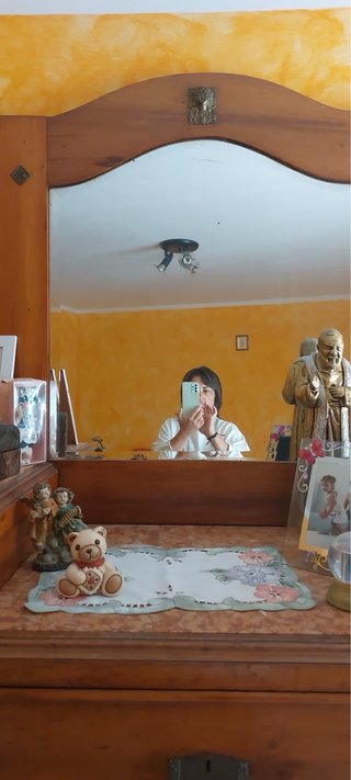 Comò con specchiera anni '30 in legno e marmo