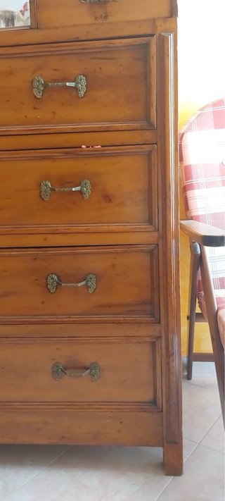Comò con specchiera anni '30 in legno e marmo