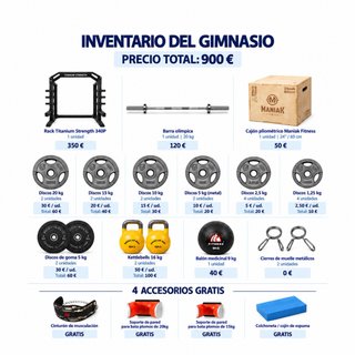 Gimnasio Completo: Rack, Barra, Discos y Más