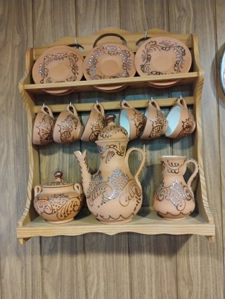 Juego de café rústico terracota
