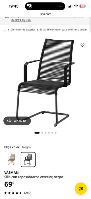 Sillas de exterior IKEA VÄSMAN (4 unidades)