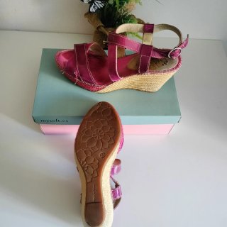 Sandalias R rosas cuña