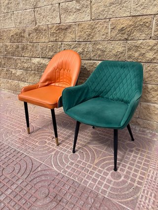 Pareja de sillas vintage diseño naranja y verde