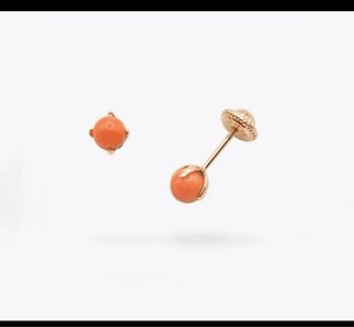 Pendientes oro coral 4mm garras