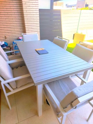 Mesa y 6 Sillas Jardín Aluminio
