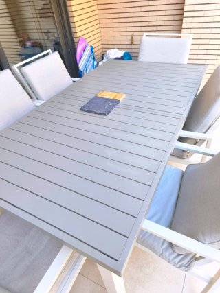 Mesa y 6 Sillas Jardín Aluminio