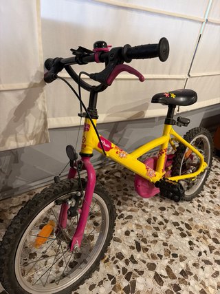 Bicicleta BTWIN niña amarilla y rosa