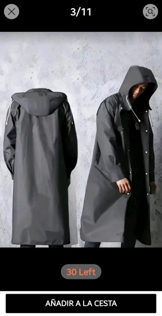 Chubasquero impermeable gris y negro talla única