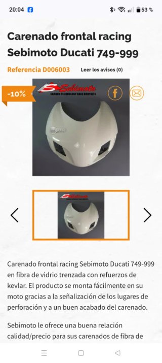 Frontal Ducati 749 999 Fibra