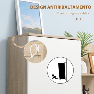 Mueble de Entrada 4 en 1 en Aglomerado con Espejo,
