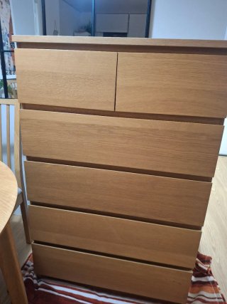 Cómoda MALM 6 cajones roble Ikea