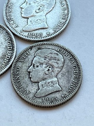 3 Monedas 1 Peseta Alfonso XIII 1903