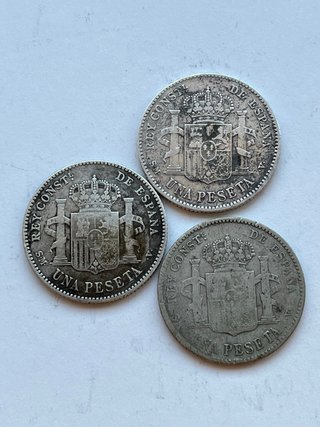 3 Monedas 1 Peseta Alfonso XIII 1903