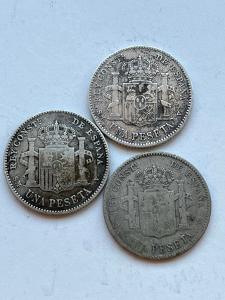 3 Monedas 1 Peseta Alfonso XIII 1903