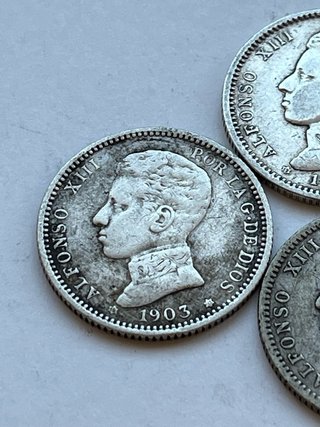 3 Monedas 1 Peseta Alfonso XIII 1903
