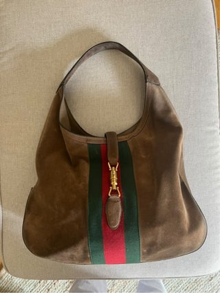 Bolso Gucci ante marrón con rayas