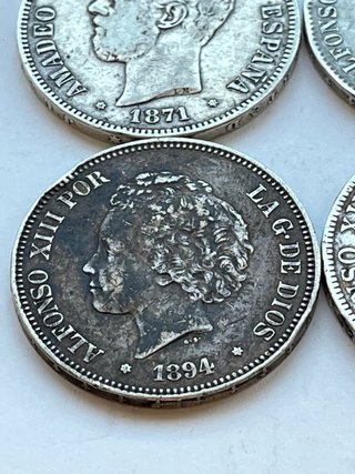 Bonito lote 4 monedas plata 5 pesetas plata España
