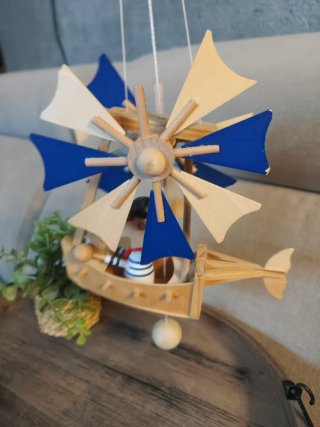 Móvil Barco Marinero Madera Decoración Náutica