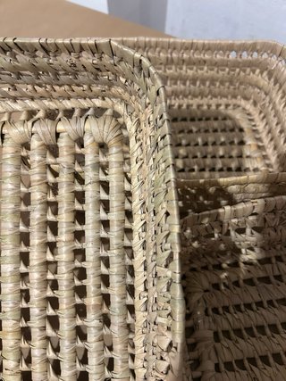 Cesta Rectangular Mimbre Beige/Marrón