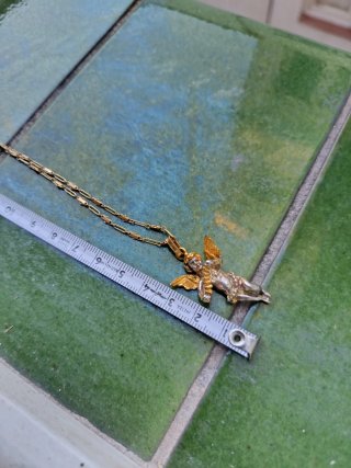 Colgante Ángel  Plata y cadena de Oro bajo