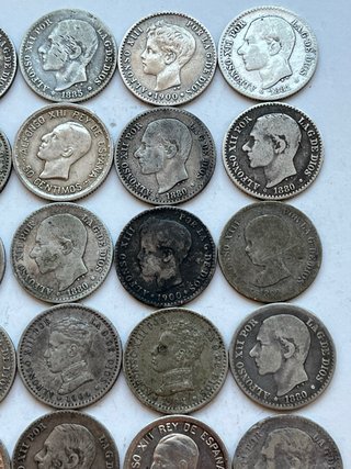 Lote 21 monedas 50 céntimos plata España