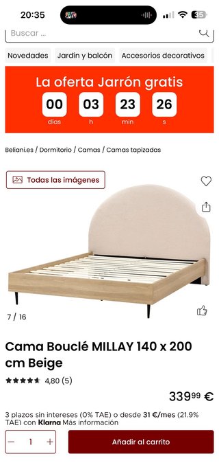 Cama 140x200 con cabecero redondo