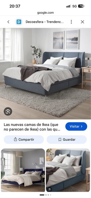 Cama 180x200 Ikea Azul Tela
