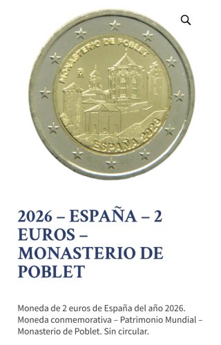 Moneda 2 Euros España 2026 Conmemorativa