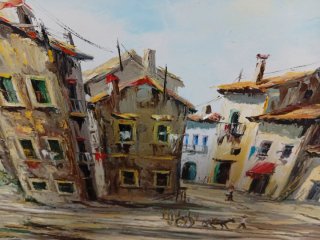 Pintura al óleo Pueblo gran formato