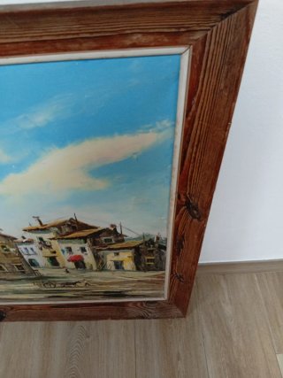 Pintura al óleo Pueblo gran formato