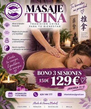 MASAJE TUINA · BONO 3 SESIONES POR 129 €