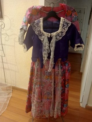 Traje Fallera Niña Morado y Rosa