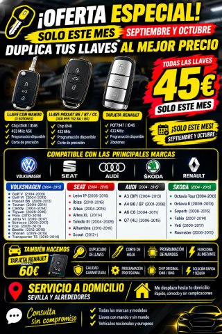 LLAVES DE COCHE DESDE 45€ | SEVILLA | PROGRAMACIÓN