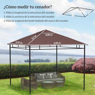 Techo Repuesto Cenador 3x3 UV Drenaje Café