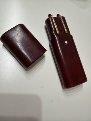 Fodero Montblanc in pelle bordeaux per penne