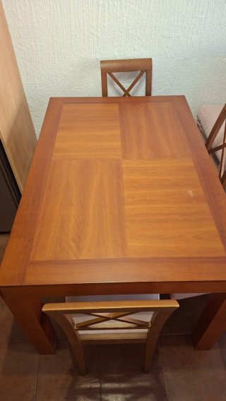 Mesa comedor de cerezo macizo y 6 sillas