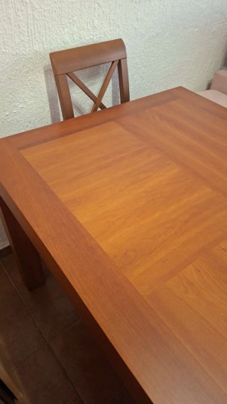 Mesa comedor de cerezo macizo y 6 sillas