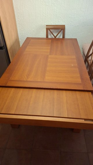 Mesa comedor de cerezo macizo y 6 sillas