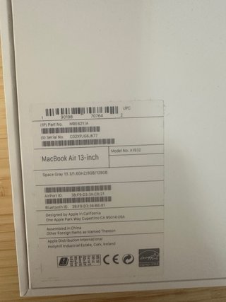 MacBook Air Retina de 13,3” 2018, (A1932)