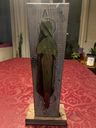 Figura Virgen Madera y Metal