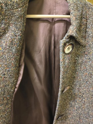 Abrigo largo marrón tweed