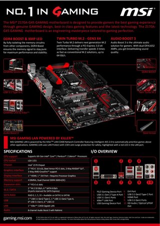 Placa Base MSI Z170A-G45 GAMING + CPU i7 6700k